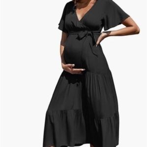 Medium black maternity dress with front tie